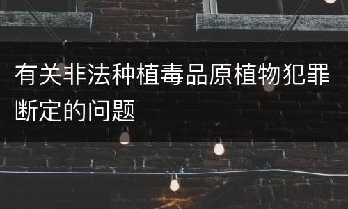 有关非法种植毒品原植物犯罪断定的问题