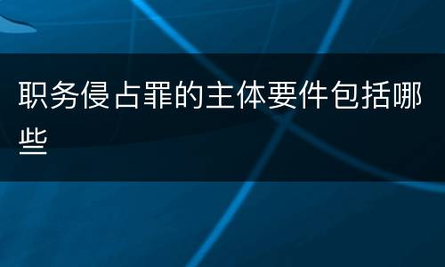 职务侵占罪的主体要件包括哪些