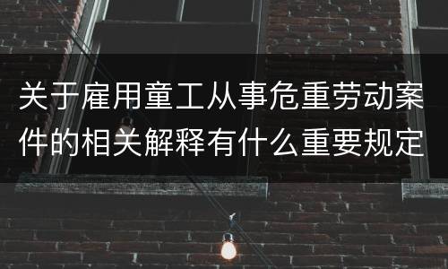 关于雇用童工从事危重劳动案件的相关解释有什么重要规定