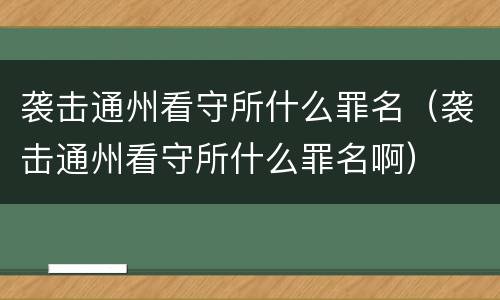 袭击通州看守所什么罪名（袭击通州看守所什么罪名啊）