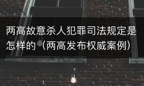 两高故意杀人犯罪司法规定是怎样的（两高发布权威案例）