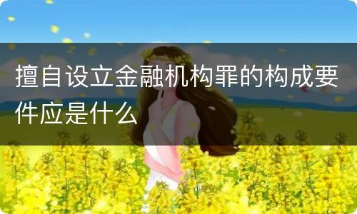 擅自设立金融机构罪的构成要件应是什么