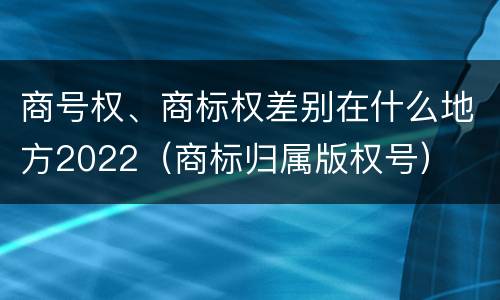 商号权、商标权差别在什么地方2022（商标归属版权号）
