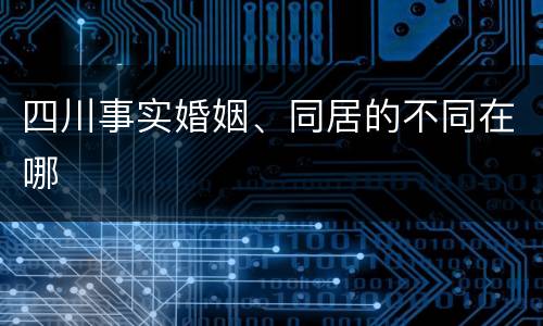 四川事实婚姻、同居的不同在哪