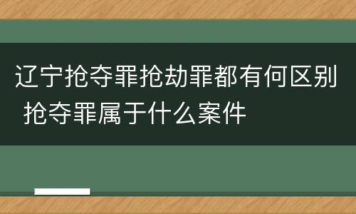 辽宁抢夺罪抢劫罪都有何区别 抢夺罪属于什么案件