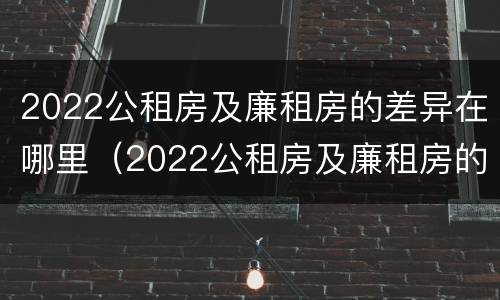 2022公租房及廉租房的差异在哪里（2022公租房及廉租房的差异在哪里查）