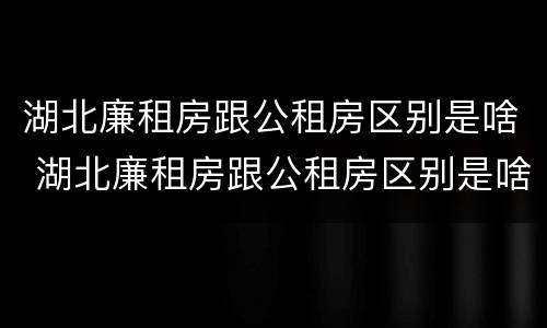 湖北廉租房跟公租房区别是啥 湖北廉租房跟公租房区别是啥呀