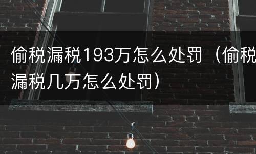 偷税漏税193万怎么处罚（偷税漏税几万怎么处罚）