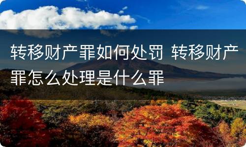 转移财产罪如何处罚 转移财产罪怎么处理是什么罪