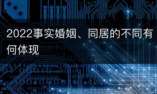 2022事实婚姻、同居的不同有何体现