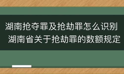 湖南抢夺罪及抢劫罪怎么识别 湖南省关于抢劫罪的数额规定