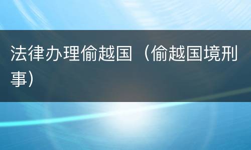 法律办理偷越国（偷越国境刑事）