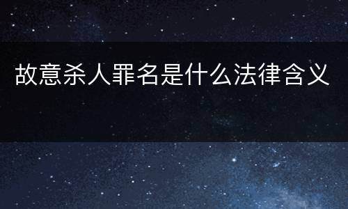 故意杀人罪名是什么法律含义