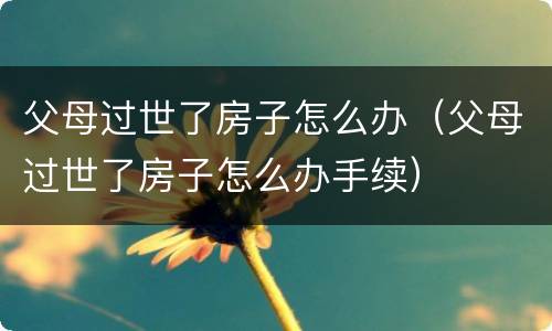 父母过世了房子怎么办（父母过世了房子怎么办手续）