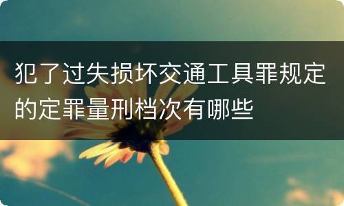 犯了过失损坏交通工具罪规定的定罪量刑档次有哪些