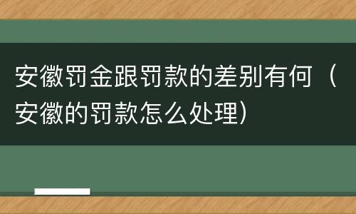 安徽罚金跟罚款的差别有何（安徽的罚款怎么处理）