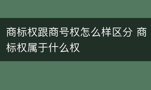 商标权跟商号权怎么样区分 商标权属于什么权