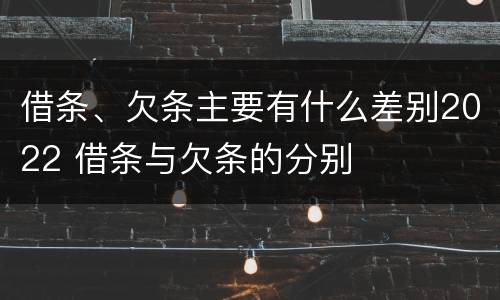 借条、欠条主要有什么差别2022 借条与欠条的分别