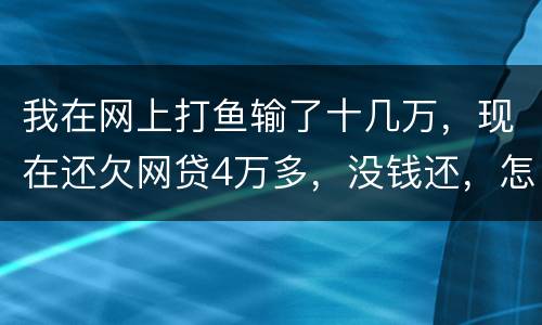 我在网上打鱼输了十几万，现在还欠网贷4万多，没钱还，怎么办