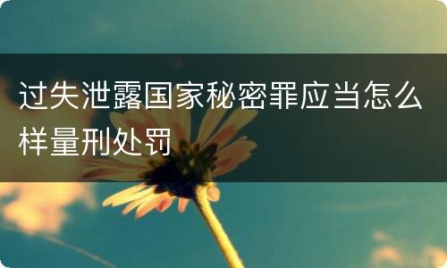 过失泄露国家秘密罪应当怎么样量刑处罚