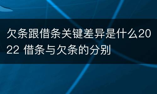 欠条跟借条关键差异是什么2022 借条与欠条的分别