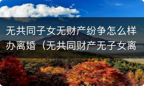 无共同子女无财产纷争怎么样办离婚（无共同财产无子女离婚起诉书怎么写）
