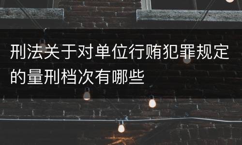 刑法关于对单位行贿犯罪规定的量刑档次有哪些