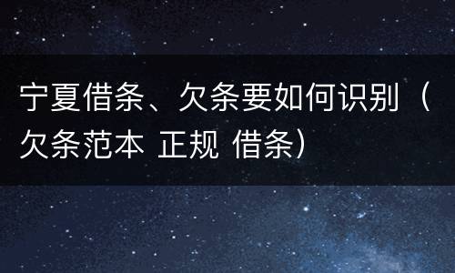 宁夏借条、欠条要如何识别（欠条范本 正规 借条）