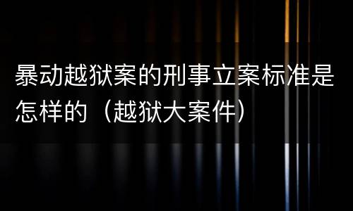 暴动越狱案的刑事立案标准是怎样的（越狱大案件）
