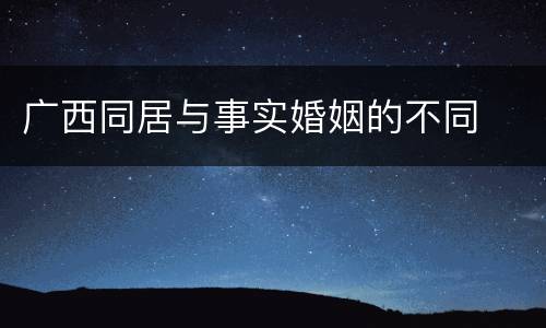 广西同居与事实婚姻的不同