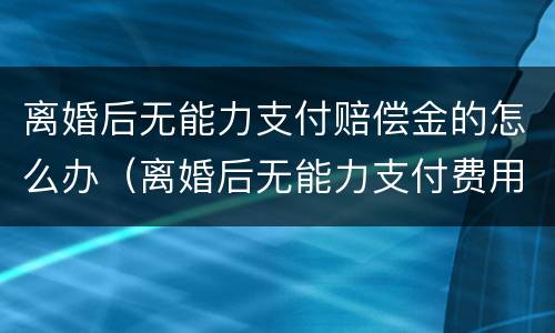 离婚后无能力支付赔偿金的怎么办（离婚后无能力支付费用）