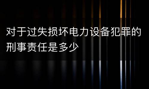 对于过失损坏电力设备犯罪的刑事责任是多少