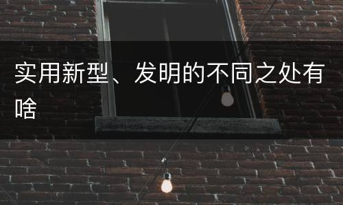 实用新型、发明的不同之处有啥