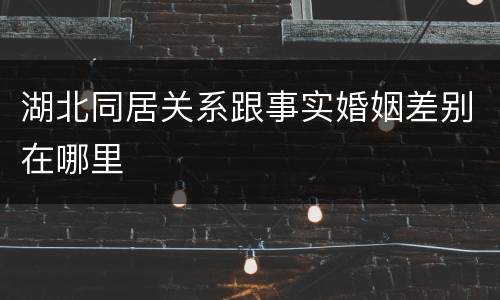 湖北同居关系跟事实婚姻差别在哪里