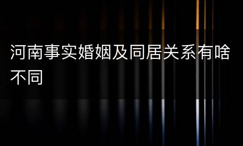 河南事实婚姻及同居关系有啥不同