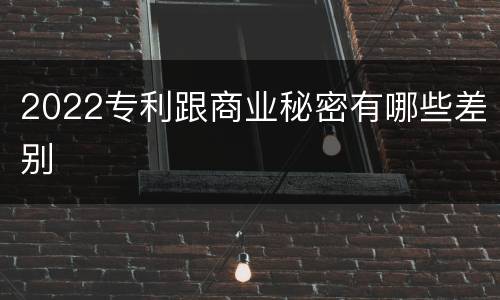 2022专利跟商业秘密有哪些差别