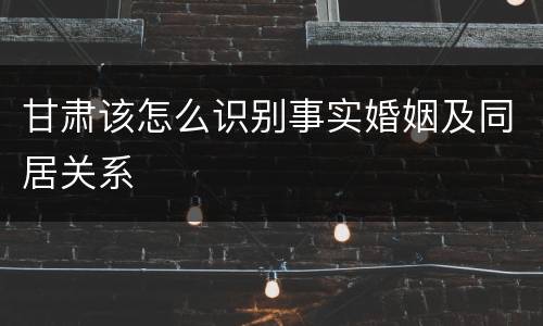 甘肃该怎么识别事实婚姻及同居关系
