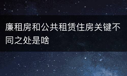 廉租房和公共租赁住房关键不同之处是啥