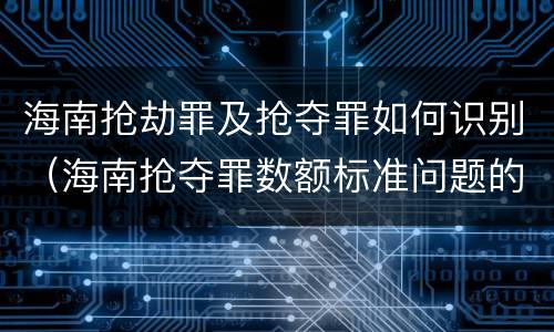 海南抢劫罪及抢夺罪如何识别（海南抢夺罪数额标准问题的规定）