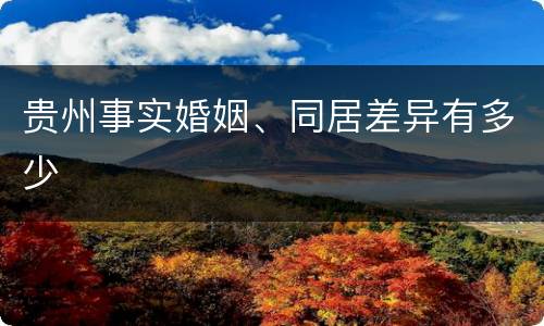 贵州事实婚姻、同居差异有多少