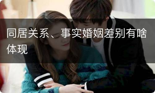 同居关系、事实婚姻差别有啥体现