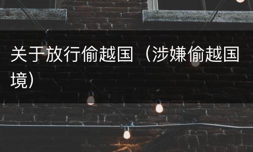 关于放行偷越国（涉嫌偷越国境）