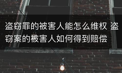 盗窃罪的被害人能怎么维权 盗窃案的被害人如何得到赔偿
