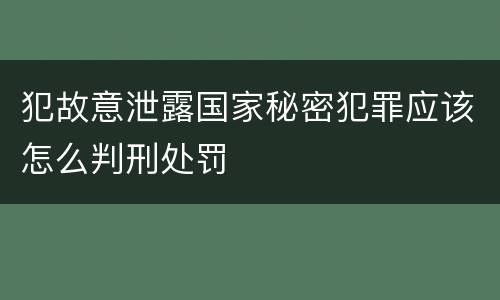 犯故意泄露国家秘密犯罪应该怎么判刑处罚