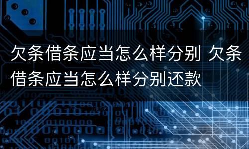 欠条借条应当怎么样分别 欠条借条应当怎么样分别还款