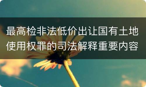 最高检非法低价出让国有土地使用权罪的司法解释重要内容包括什么
