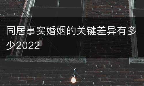 同居事实婚姻的关键差异有多少2022