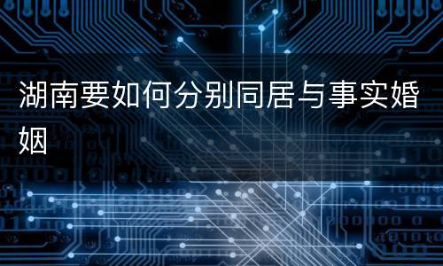 湖南要如何分别同居与事实婚姻