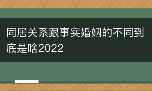 同居关系跟事实婚姻的不同到底是啥2022