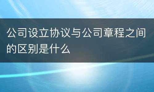 公司设立协议与公司章程之间的区别是什么